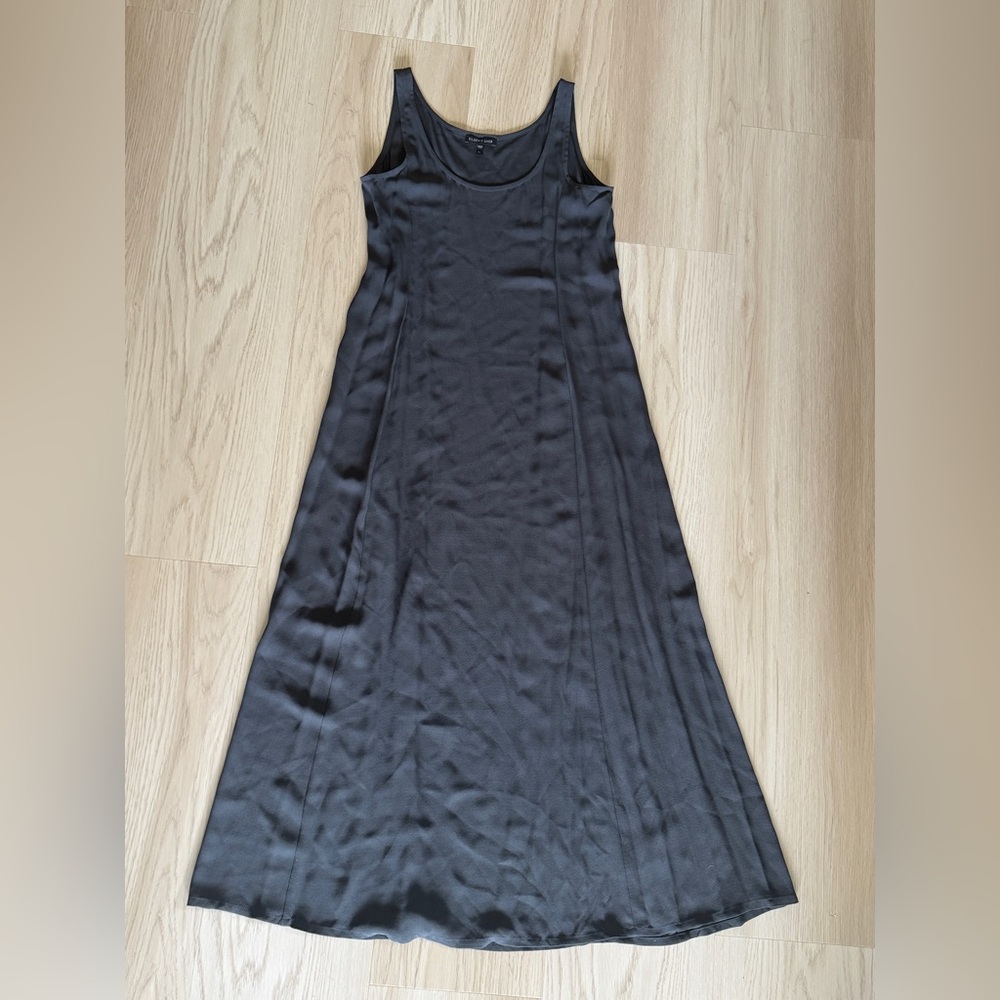 Eileen Fisher 100% Silk Sleeveless Tank MAXI MIDI Dress Gray Size XS CREPE SILK